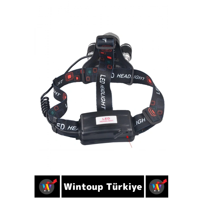 Profesyonel Kamp Avcı Balıkçı Deprem Güçlü Işık 3 Modlu Şarjlı 3 Başlıklı KAFA LAMBASI