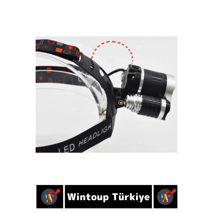 Profesyonel Kamp Avcı Balıkçı Deprem Güçlü Işık 3 Modlu Şarjlı 3 Başlıklı KAFA LAMBASI