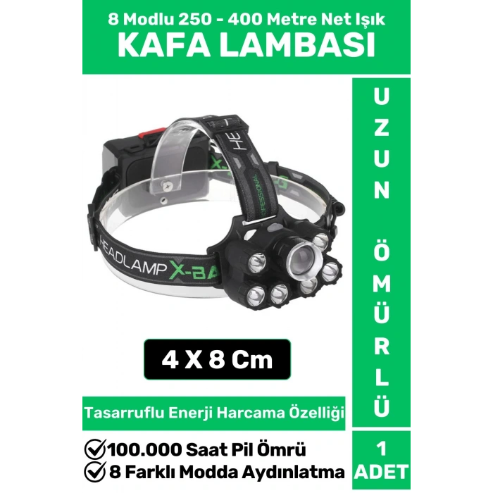 Profesyonel Kamp Balıkçı Deprem Güçlü Işık 8 Mod Yüksek Mesafeli Güçlü KAFA LAMBASI