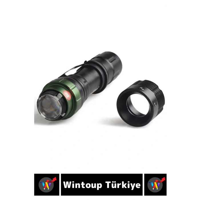 Özel Kompakt Kamp Avcı Balıkçı Deprem Enerji Tasarruflu 3 Modlu Zoomlu Güçlü Beyaz Işık EL FENERİ