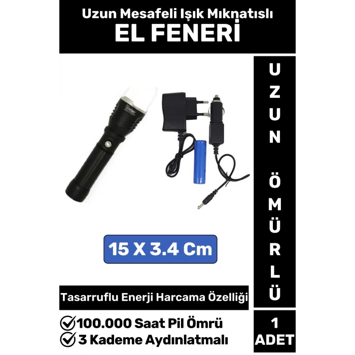 Özel Kamp Avcı Balıkçı Deprem 3 Kademeli Flaşörlü Mıknatıslı Güçlü Beyaz Işık Güvenlik EL FENERİ