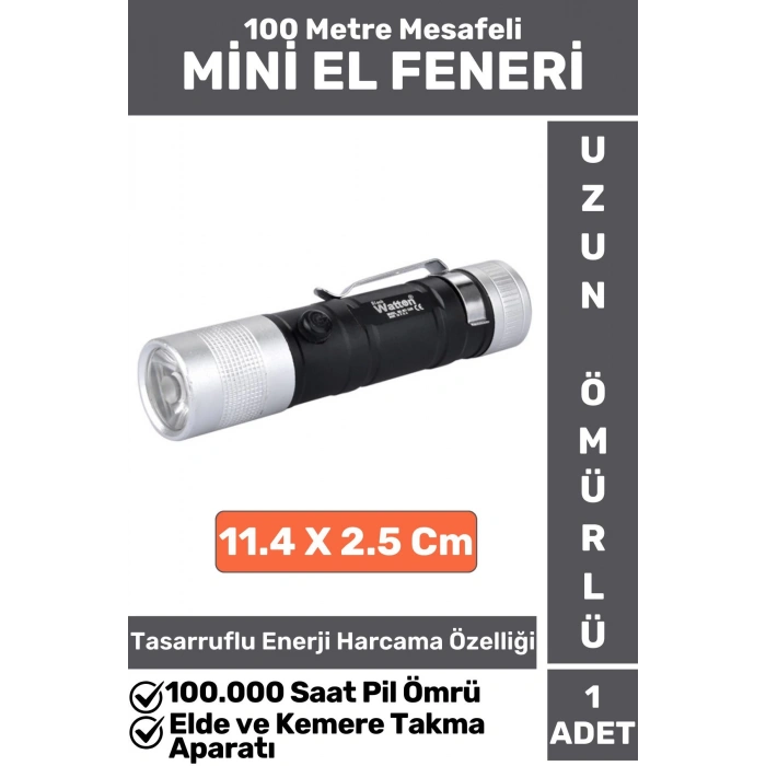 Premium Kompakt Kamp Avcı Balıkçı Deprem Enerji Tasarruflu Beyaz Işık Pilli Mini EL FENERİ