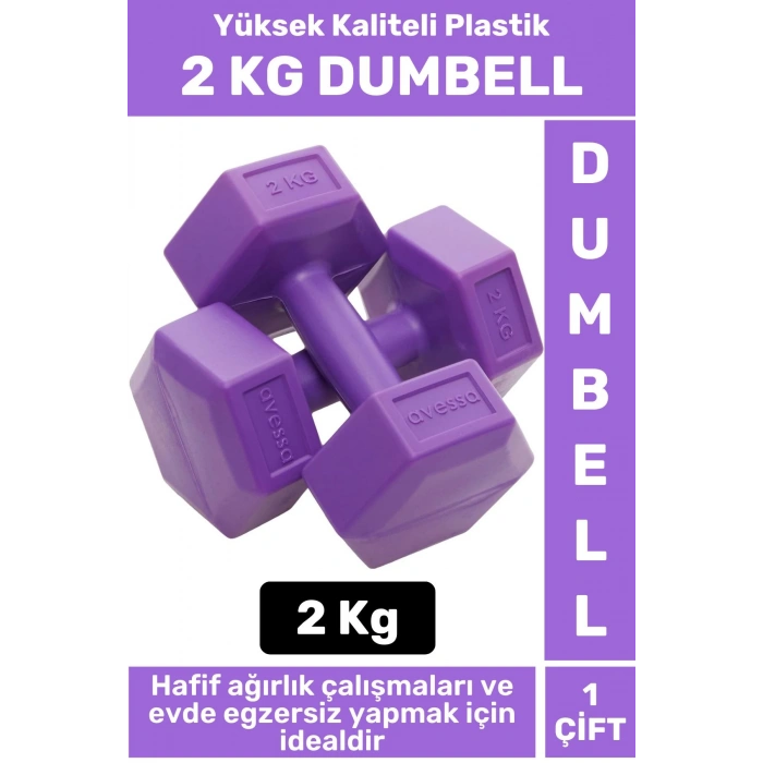 Premium Yüksek Kaliteli Plastik Egzersiz Pilates Isınma Ev Hafif Ağırlık Antrenman 2 x 2 KG Dambıl