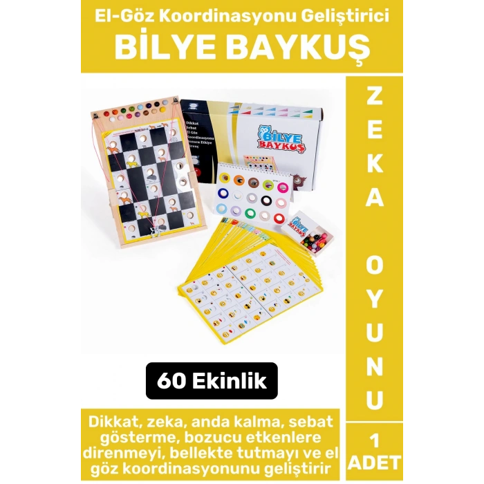 Premium Eğlenceli Görsel Algı Dikkat Zeka Hafıza El-Göz Koordinasyonu Geliştirici Oyun BİLYE BAYKUŞ