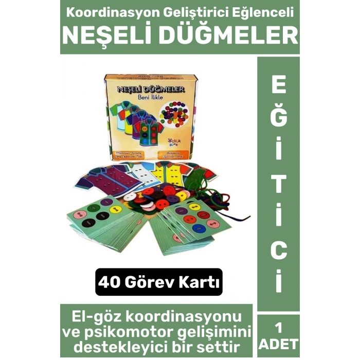 Eğlenceli Eğitici Görsel Algı El-Göz Koordinasyonu Beceri Geliştirici Çocuk Oyun NEŞELİ DÜĞMELER