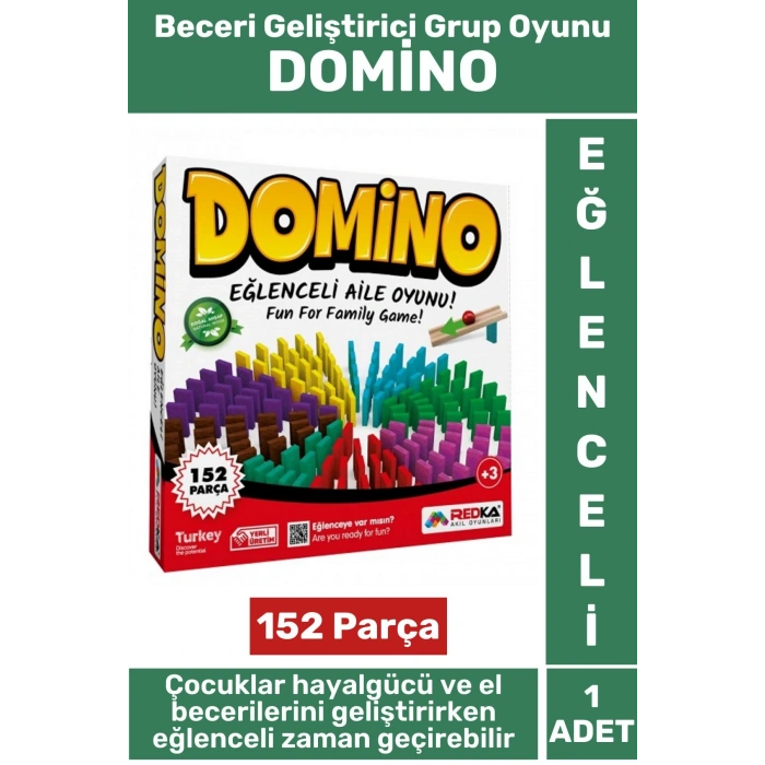 Eğlenceli Koordinasyon Odaklanma Beceri Geliştirici Aile Arkadaş Grup Oyunu 152 Parça Ahşap DOMİNO