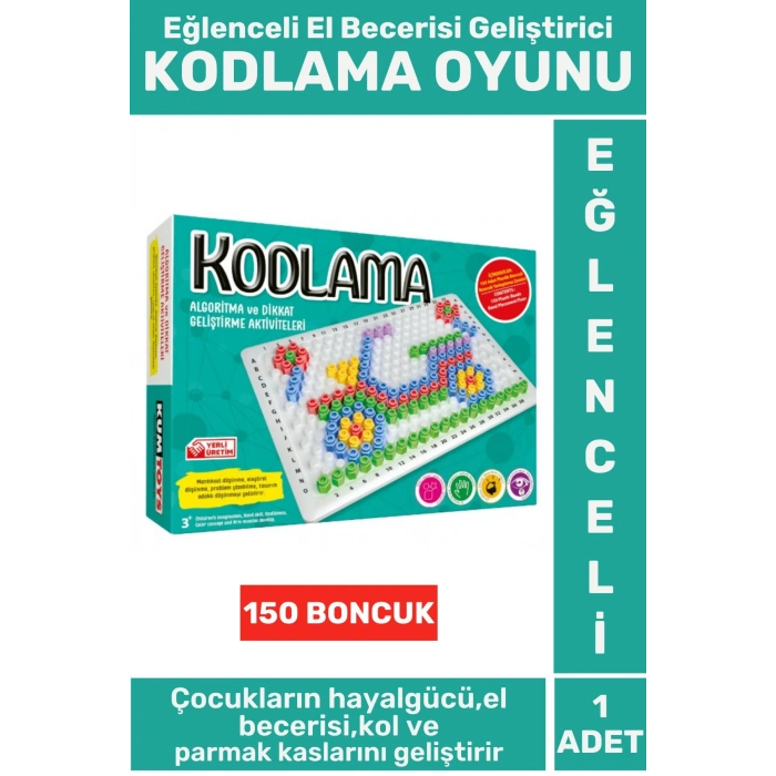 Premium Eğlenceli Kol Parmak Kasları Hayalgücü Beceri Geliştiren Çocuk Oyun 150 Boncuk KODLAMA OYUNU