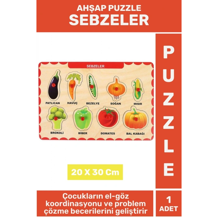 Premium Eğlenceli Eğitici Görsel Algı Problem Çözme Becerisi Çocuk Puzzle SEBZELER
