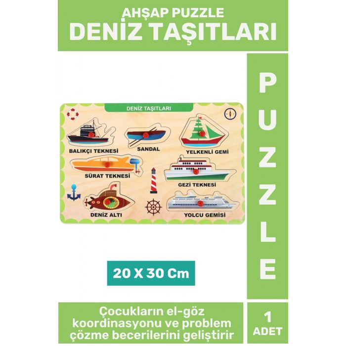 Premium Eğlenceli Eğitici Görsel Algı Problem Çözme Becerisi Çocuk Puzzle DENİZ TAŞITLARI