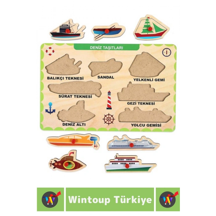Premium Eğlenceli Eğitici Görsel Algı Problem Çözme Becerisi Çocuk Puzzle DENİZ TAŞITLARI