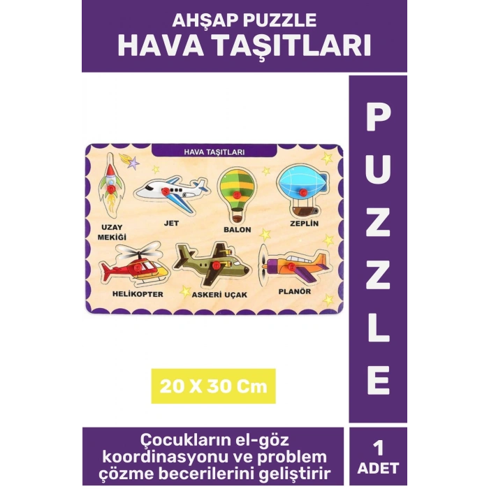 Premium Eğlenceli Eğitici Görsel Algı Problem Çözme Becerisi Çocuk Puzzle HAVA TAŞITLARI