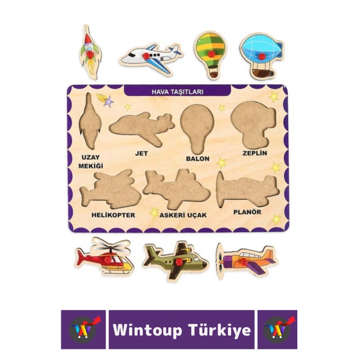 Premium Eğlenceli Eğitici Görsel Algı Problem Çözme Becerisi Çocuk Puzzle HAVA TAŞITLARI
