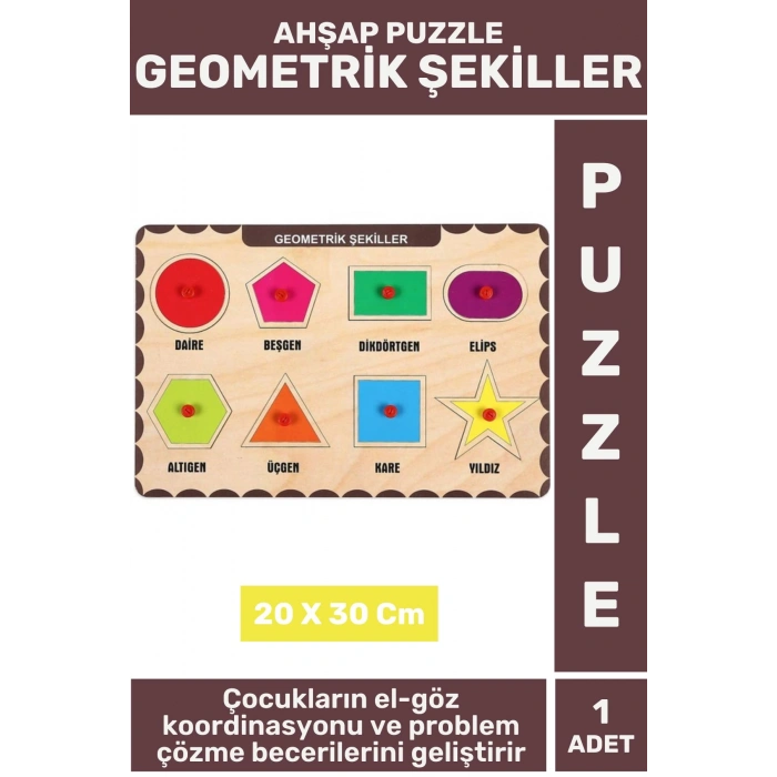 Premium Eğlenceli Eğitici Görsel Algı Problem Çözme Becerisi Çocuk Puzzle GEOMETRİK ŞEKİLLER