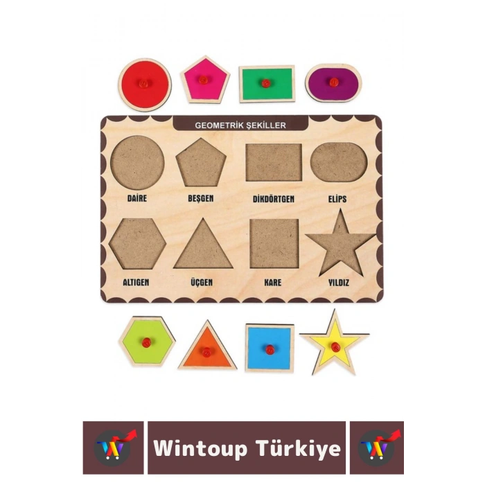 Premium Eğlenceli Eğitici Görsel Algı Problem Çözme Becerisi Çocuk Puzzle GEOMETRİK ŞEKİLLER