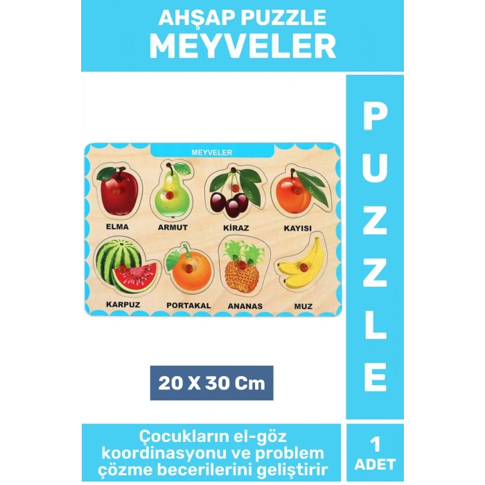 Premium Eğlenceli Eğitici Görsel Algı Problem Çözme Becerisi Çocuk Puzzle MEYVELER