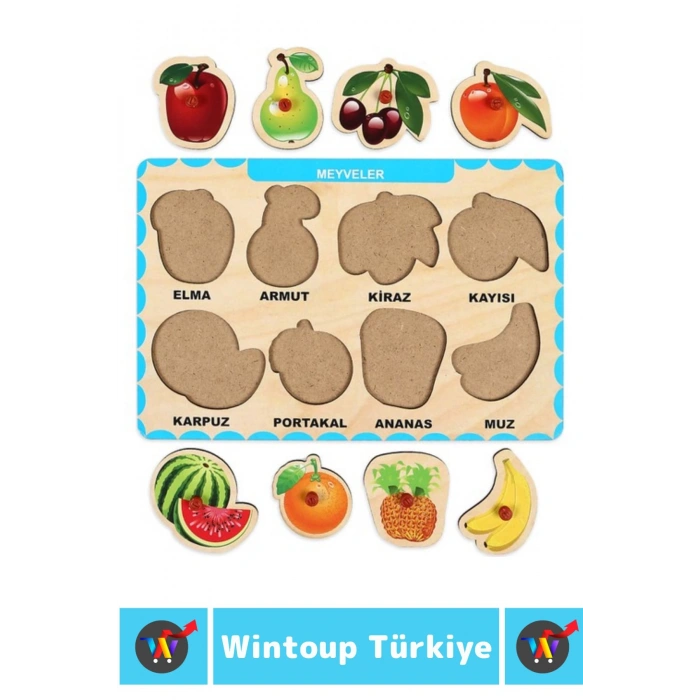 Premium Eğlenceli Eğitici Görsel Algı Problem Çözme Becerisi Çocuk Puzzle MEYVELER