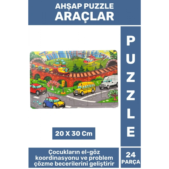 Premium Eğlenceli Eğitici Görsel Algı Problem Çözme Becerisi Çocuk Puzzle 24 Parça ARAÇLAR