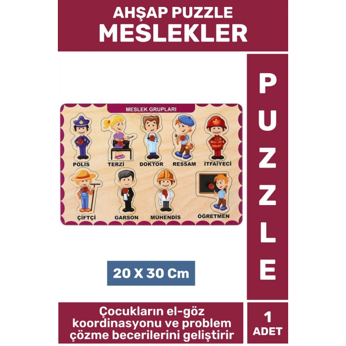 Premium Eğlenceli Eğitici Görsel Algı Problem Çözme Becerisi Çocuk Puzzle MESLEKLER