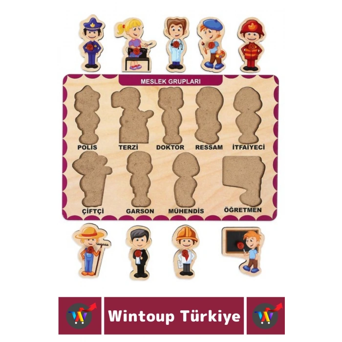 Premium Eğlenceli Eğitici Görsel Algı Problem Çözme Becerisi Çocuk Puzzle MESLEKLER