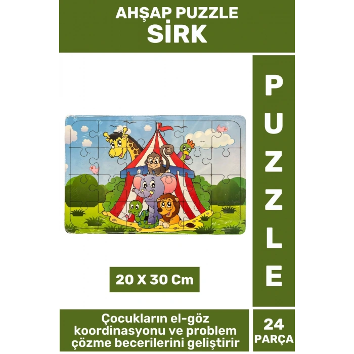 Premium Eğlenceli Eğitici Görsel Algı Problem Çözme Becerisi Çocuk Puzzle 24 Parça SİRK