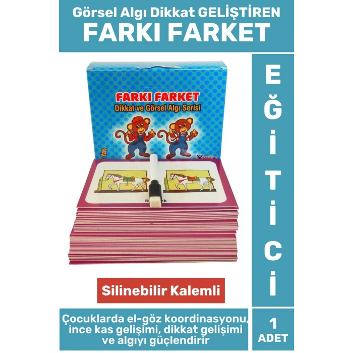 Premium Tüm Yaşlar Eğlenceli El-Göz Koordinasyonu Görsel Algı Dikkat Kavram Geliştiren FARKI FARKET