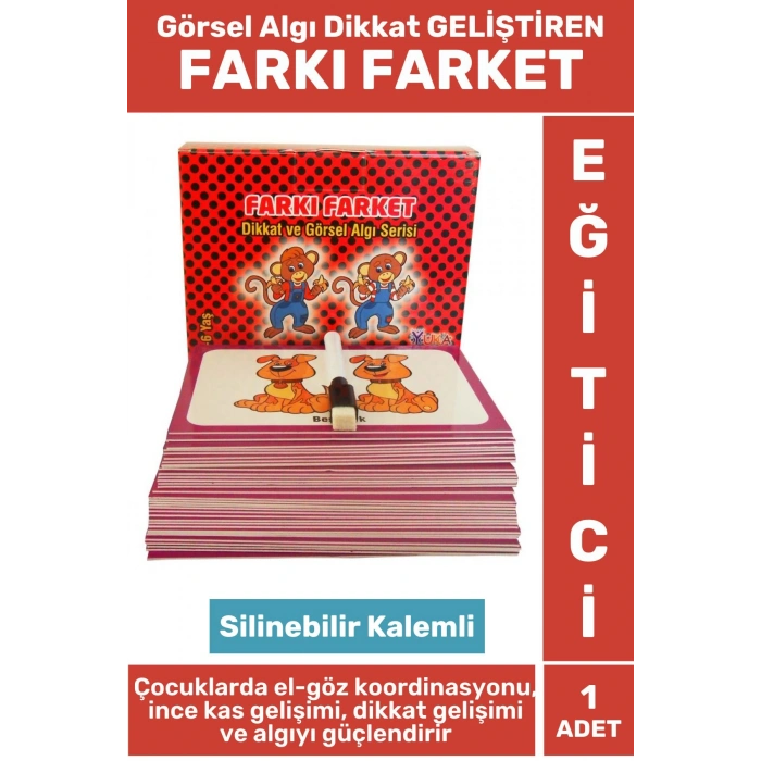 Premium Eğlenceli El-Göz Koordinasyon Görsel Algı Dikkat Kavram Geliştiren +3 Yaş Çocuk FARKI FARKET