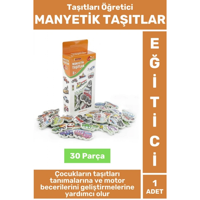 Premium Eğitici Görsel Algı El-Göz Koordinasyonu Taşıtların Öğrenimi 30 Parça MANYETİK TAŞITLAR