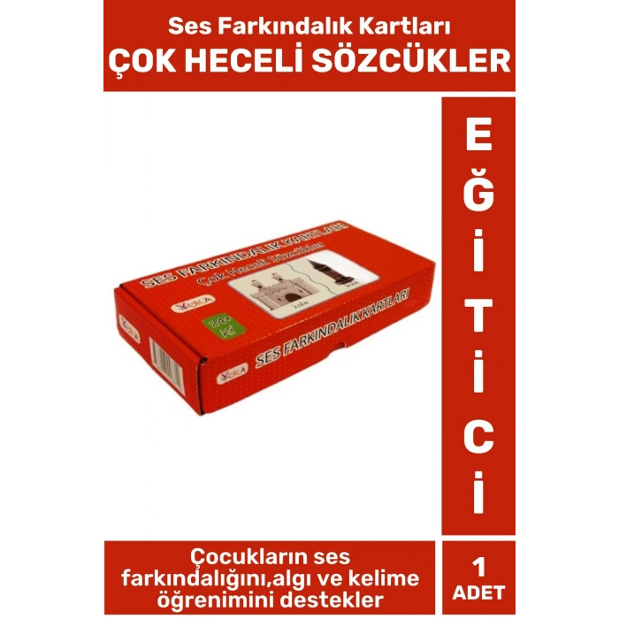 Çocuk Eğitici Ses Farkındalığı İşitsel Algı Dikkat Gelişim FARKINDALIK KARTLARI ÇOK HECELİ SÖZCÜKLER