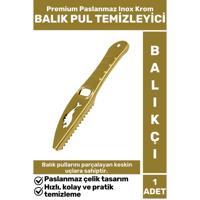 Premium Yüksek Kaliteli Dayanıklı Paslanmaz Inox Krom Balıkçı Avcı BALIK PULU TEMİZLEYİCİ