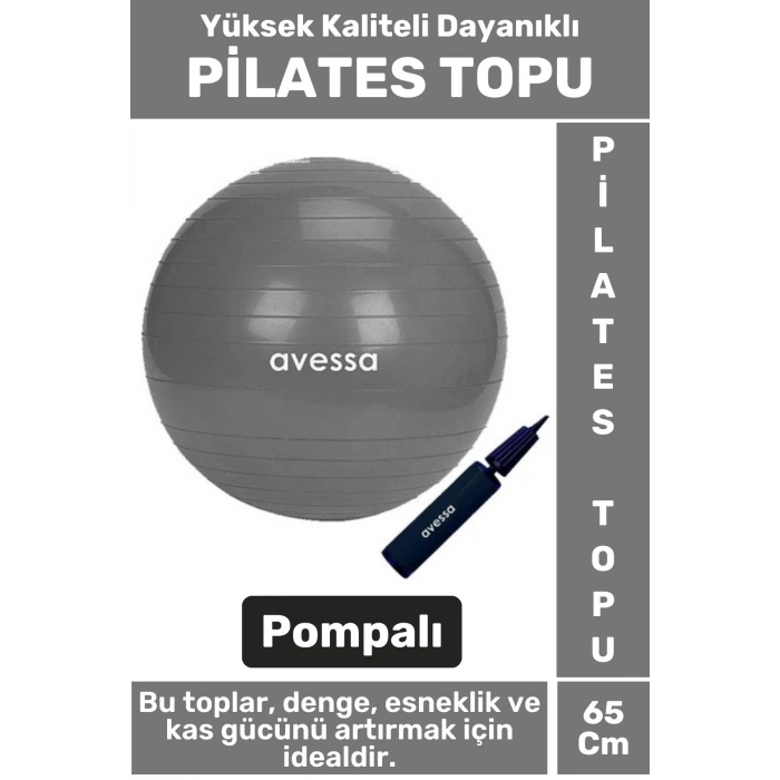Premium Dayanıklı Fitness Egzersiz Aerobik Pilates Şişirme Pompası Hediyeli 65 Cm PİLATES TOPU