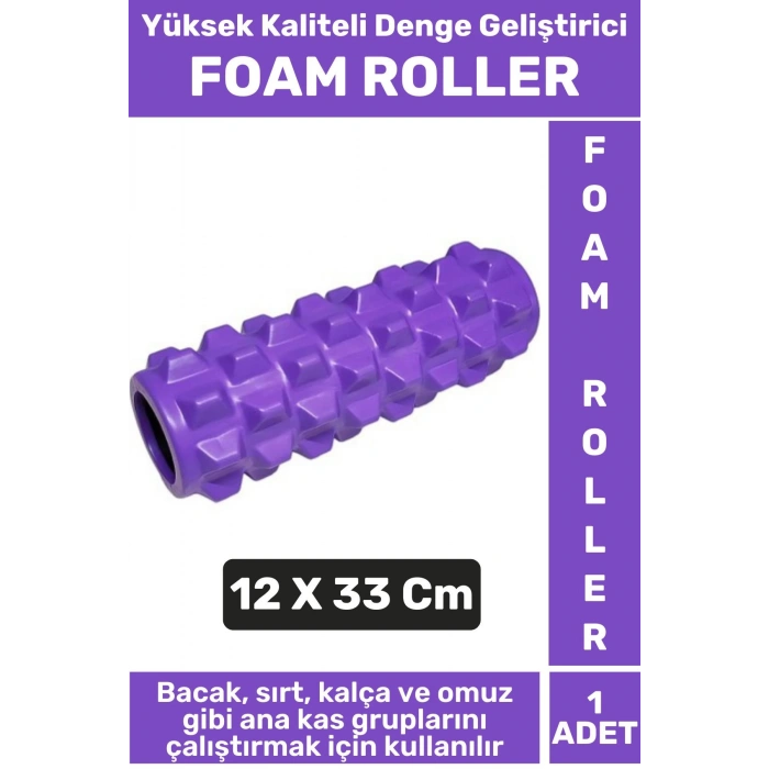 Premium Fitness Aerobik Denge Stabilite Kas Esnekliği Geliştirici Kadın Erkek Foam Roller 33 Cm