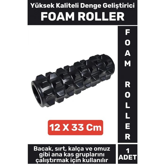 Fitness Aerobik Denge Stabilite Kas Esnekliği Geliştirici Kadın Erkek Foam Roller 33 Cm