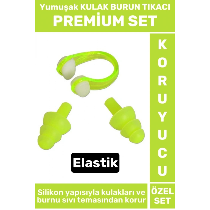 Elastik Yumuşak Havuz Deniz Su Sızdırma Gürültü Önleyici KULAK BURUN TIKACI SETİ