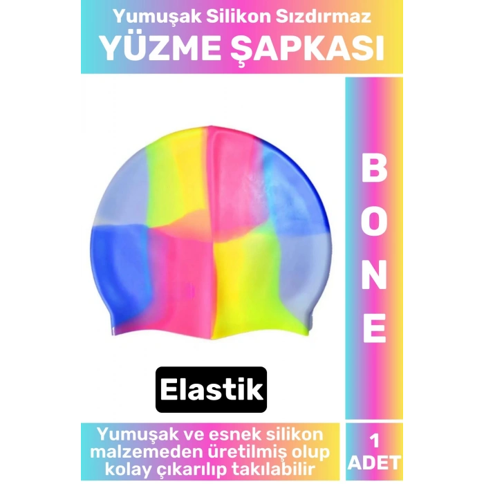 Su Geçirmez Elastik Yumuşak Yüzücü Havuz Deniz Yüzme Şapkası Silikon Bone