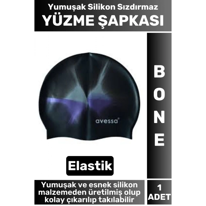 Premium Seri Su Geçirmez Elastik Yumuşak Yüzücü Havuz Deniz Yüzme Şapkası Silikon Bone 1 Adet