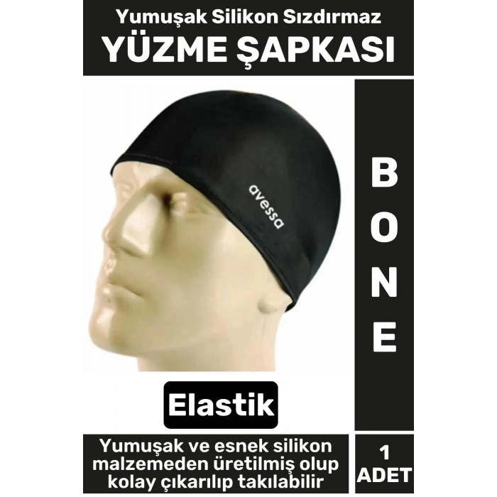 Premium Su Geçirmez Elastik Yumuşak Yüzücü Havuz Deniz Yüzme Şapkası Silikon Bone 1 Adet