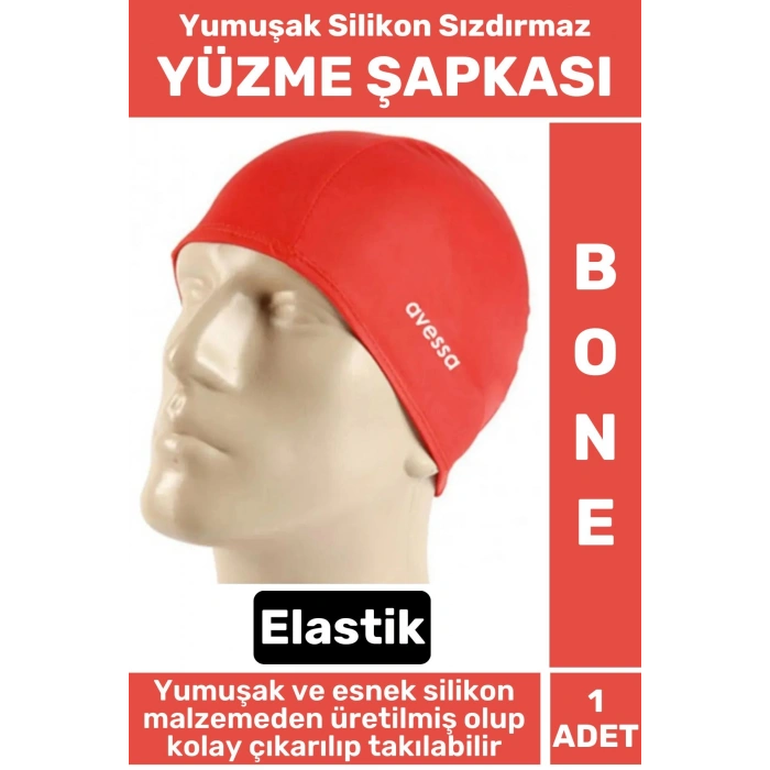 Premium Su Geçirmez Elastik Yumuşak Yüzücü Havuz Deniz Yüzme Şapkası Silikon Bone 1 Adet