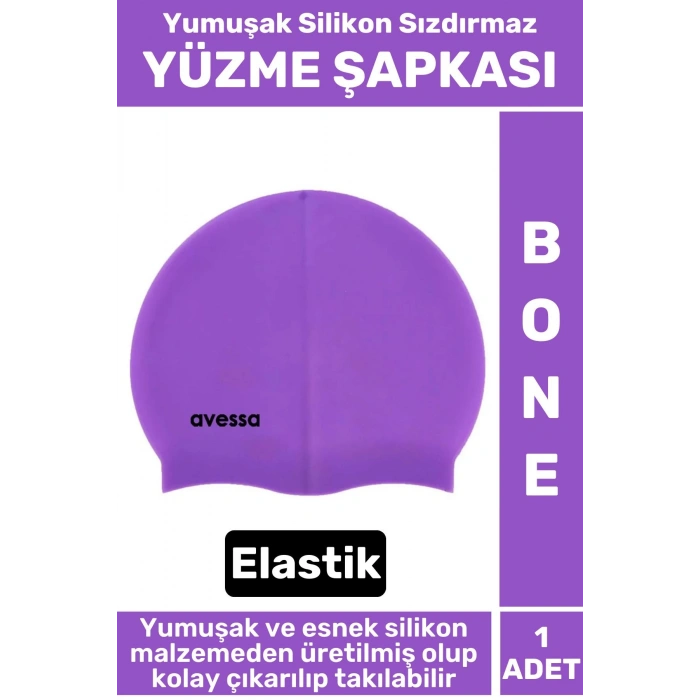 Premium Su Geçirmez Elastik Yumuşak Yüzücü Havuz Deniz Yüzme Şapkası Silikon Bone 1 Adet
