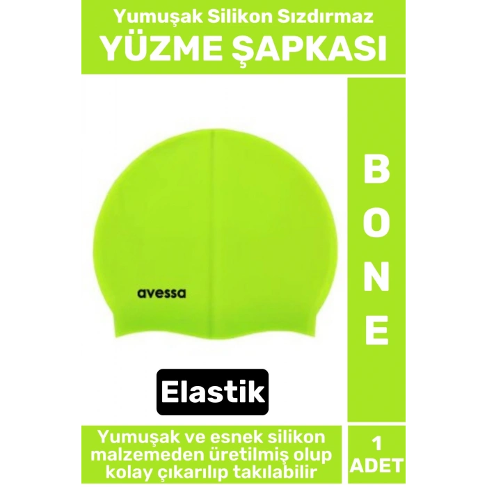 Premium Su Geçirmez Elastik Yumuşak Yüzücü Havuz Deniz Yüzme Şapkası Silikon Bone 1 Adet