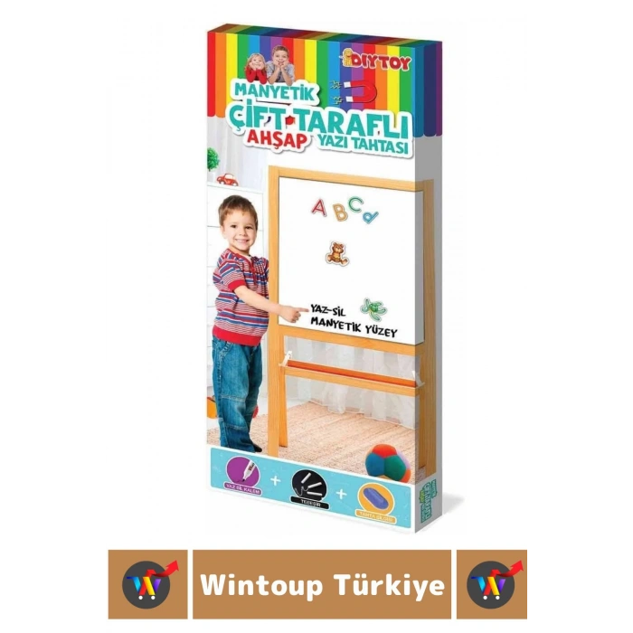 Kalem Silgi Tebeşir Çift Taraflı Manyetik Kara Tahta Tasarım Ayaklı Ahşap YAZI TAHTASI 110 X 45 Cm