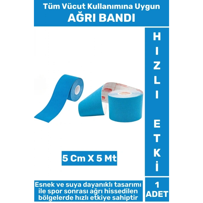 Kas Bel Bacak Kol Boyun Sırt Omuz Karın Kalça Spor 5 Metre Isı Ağrı Bandı Mavi