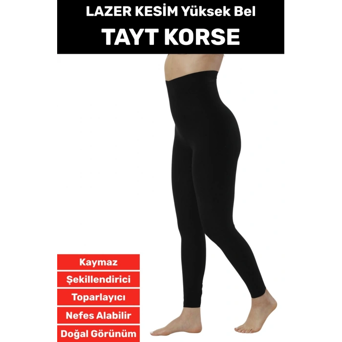 İç Göstermez Kaymaz Sıkılaştırıcı Toparlayıcı Vücut Şekillendirici LAZER KESİM Yüksek Bel Tayt Korse