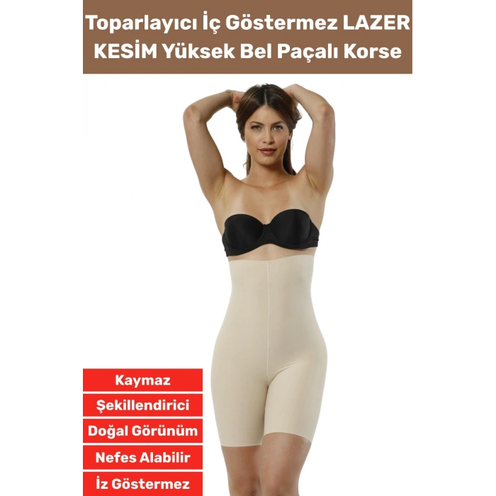 Özel Üretim İz İç Göstermez Kaymaz Sıkılaştırıcı Şekillendirici LAZER KESİM Yüksek Bel Paçalı Korse