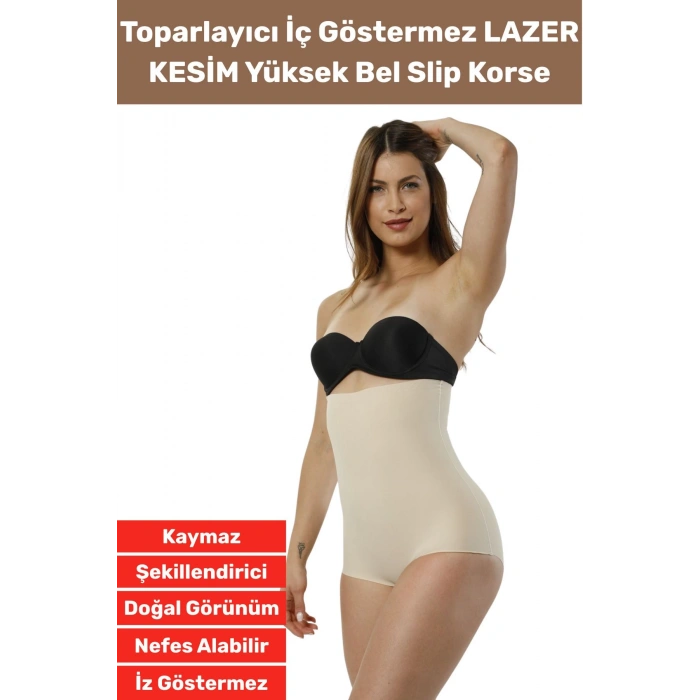 Özel Üretim İz İç Göstermez Kaymaz Sıkılaştırıcı Şekillendirici LAZER KESİM Yüksek Bel Slip Korse