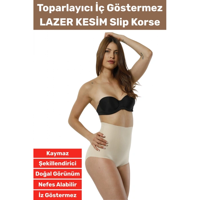 Özel Üretim İz İç Göstermez Kaymaz Sıkılaştırıcı Şekillendirici LAZER KESİM Slip Korse