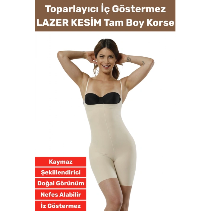 Özel Üretim İz İç Göstermez Kaymaz Sıkılaştırıcı Şekillendirici LAZER KESİM Tam Boy Korse