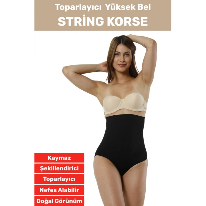 Özel Üretim İz İç Göstermez Kaymaz Sıkılaştırıcı Toparlayıcı Yüksek Bel String Korse