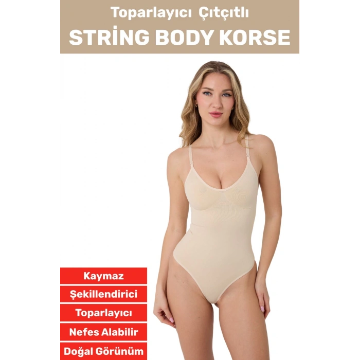 Özel Üretim İz İç Göstermez Kaymaz Sıkılaştırıcı Toparlayıcı Çıtçıtlı String Body Korse