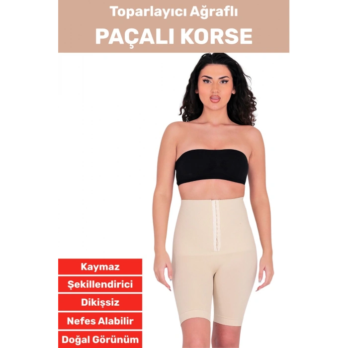 Özel Üretim Vücut Şekillendirici Beden Küçülten Sıkılaştıran Ağraflı Paçalı Toparlayıcı Korse