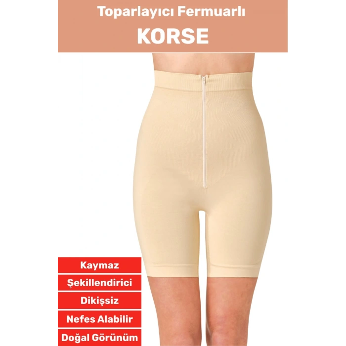 Özel Üretim Vücut Şekillendirici Beden Küçülten Sıkılaştıran Fermuarlı Klasik Toparlayıcı Korse